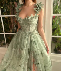 Long Tulle Prom Dress with 3D Butterflies Floor Length Formal Evening