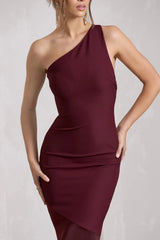Mermaid One Shoulder Hollow and Ground Length Evening Dress - Jimiss Dress