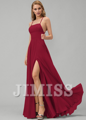 A-line square floor-length chiffon bridesmaid dress