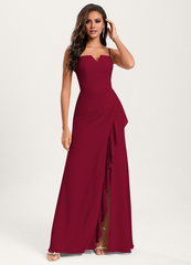 Horn fishtail square and ground chiffon ruffled bridesmaid dress