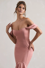 Lotus leaf hem pink sweetheart height and floor length evening dress - Jimiss Dress