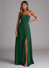 A-line side seam chiffon side slit and floor length bridesmaid dress - Jimiss Dress