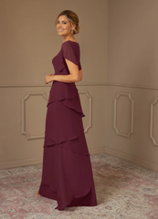 A-Line V-Neck Chiffon Cabernet formal dresses Mother of the Bride Dresses