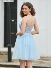 Lace Decorative Corset Top Homecoming Dress