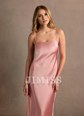 Off shoulder collar thin shoulder strap satin backless long style evening dress