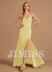 Horn/Tail V-neck and Ground Chiffon Bridesmaid Dress
