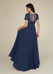 A-Line Scoop Sequins Chiffon Dark Navy formal dresses evening dress Mother of the Bride Dresses