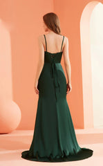 A-line V-neck sleeveless tight corset with thin shoulder straps and floor length Prom dress