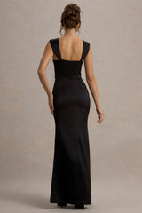 Satin tight corset wrap and floor length evening dress - jimiss dress