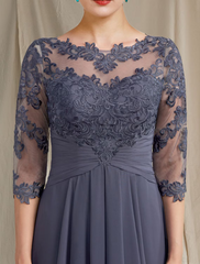 A-Line Mother of the Bride Dress Wedding Guest Elegant High Low Scoop Neck Asymmetrical Satin Lace Short Sleeve with Bow(s) Pleats Appliques