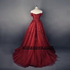 Gorgeous Sequin Lace Sweetheart Off The Shoulder Tulle Evening Gowns