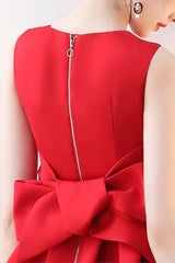 Red Satin Short Prom Dresses, A-Line Party Homecoming Dresses