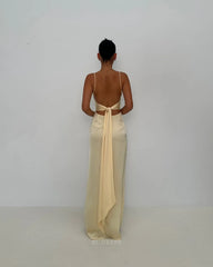 Sheath Spaghetti Straps Yellow Long formal dresses Bridesmaid Dresses evening gown Prom Dress