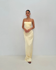 Sheath Spaghetti Straps Yellow Long formal dresses Bridesmaid Dresses evening gown Prom Dress