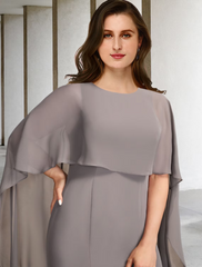 A-Line Plus Size Curve Mother of the Bride Dresses Elegant Dress Formal Sleeveless Chiffon with Slit