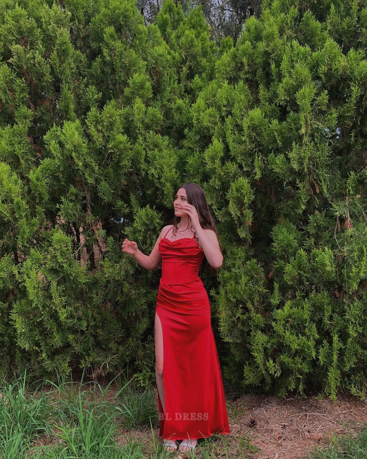 Sheath Spaghetti Straps Satin Long formal dresses Bridesmaid Dresses evening gown Prom Dress