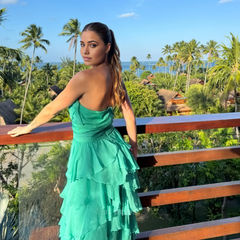 A Line Strapless Tiered Chiffon Long formal dresses Bridesmaid Dresses evening gown Prom Dress