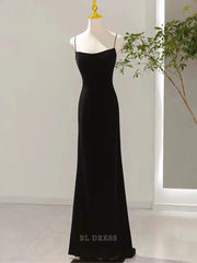 Mermaid Spaghetti Straps Black Sexy Long formal dresses Bridesmaid Dresses evening gown Prom Dress