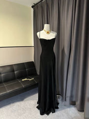 Pretty A line Spaghetti Straps Pink Satin Long Party Dresses Prom Dresses SD2705