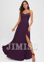 A-line sweetheart floor-length chiffon prom dress