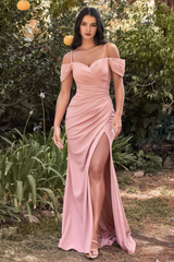 Fitted slit skirt long off shoulder sweetheart dress