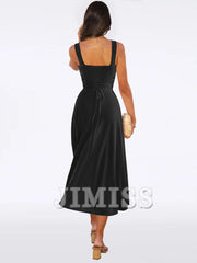 Elegant slim shoulder strap backless dress casual dress sexy vest evening dress