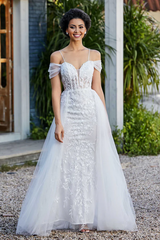 Aimishang Elegant Prom Dresses Off Shoulder Beaded Applique Tulle Dress Evening Dress