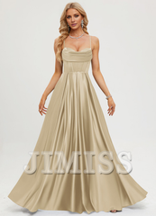 A-line sweetheart floor length satin prom dress