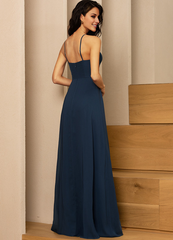 A-line square floor-length chiffon bridesmaid dress