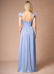 Jimiss A-line off shoulder side slit backless and floor length Prom dress