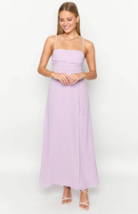 Jimiss - Square neckline sleeveless thin shoulder strap back zipper Maxi length prom dress
