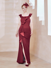 Lotus leaf edge slit, lotus leaf edge tight fit, mother of the bride dress