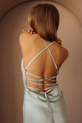 Jimiss hooded collar thin shoulder strap exposed back side slit long evening dress