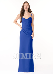 Sheath pleated chiffon and floor length bridesmaid dress - Jimiss Dress
