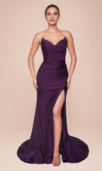 Jimiss off shoulder collar strapless backless side slit and floor length evening dress