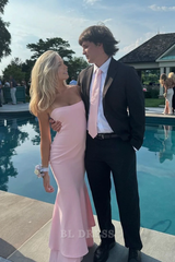 Mermaid Spaghetti Straps Light Pink Long formal dresses Bridesmaid Dresses evening gown Prom Dress