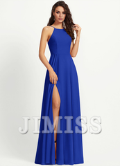 A-line Scoop Neck Floor-length Chiffon Bridesmaids Dress