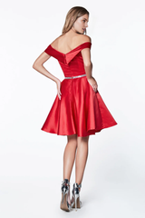 Beautiful satin short off shoulder Homecoming Dresses