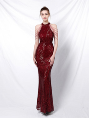 Prom Dresses Sparkle Shine Dress Formal Floor Length Sleeveless Sequined with