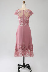 A-Line Tea-Length Mother of the Bride Dress With Sequins