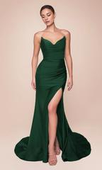 Jimiss off shoulder collar strapless backless side slit and floor length evening dress