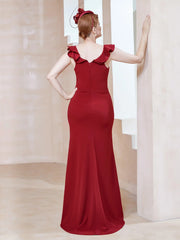 Lotus leaf edge slit, lotus leaf edge tight fit, mother of the bride dress