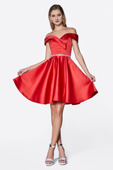 Beautiful satin short off shoulder Homecoming Dresses