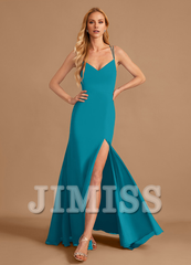 Horn/Tail V-neck and Ground Chiffon Bridesmaid Dress