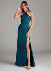 A-line pleated satin bridesmaid dress - Jimiss Dress
