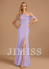 Trumpet Mercedes-tail One-shoulder Floor-length Chiffon Bridesmaid Dress