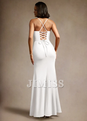 Deep V-neck backless side slit and floor length evening dress