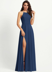 A-line Scoop Neck Floor-length Chiffon Bridesmaids Dress