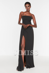 Split neckline evening gown and graduation gown formal evening gown