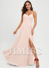 A-line sweetheart floor-length chiffon prom dress